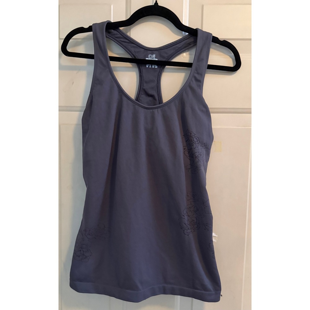 Athletic Essentials Gray Racerback Workout Tank Top Floral Sz XL Gym Yoga